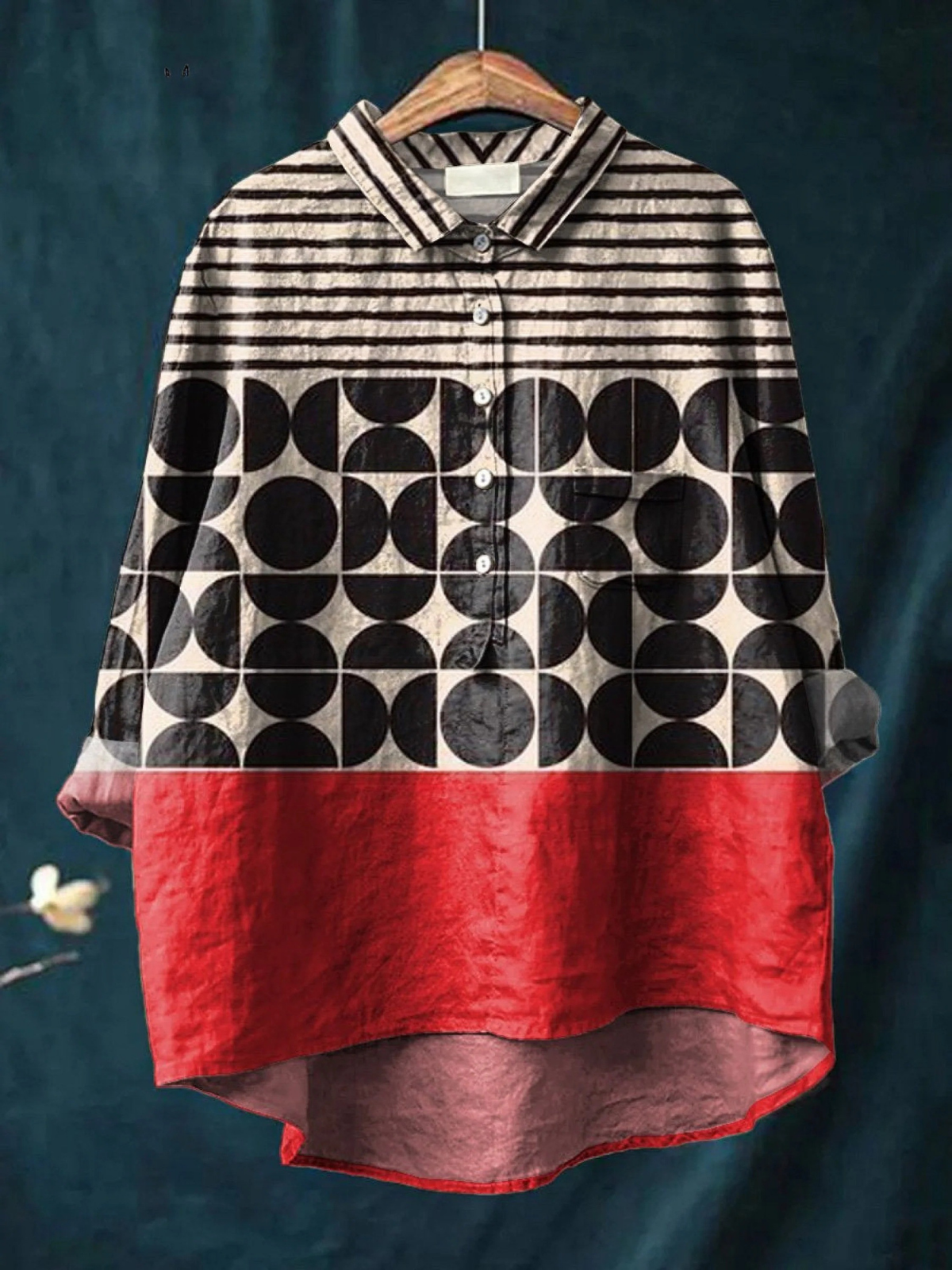 Martha | Legere Damenbluse mit geometrischem Muster