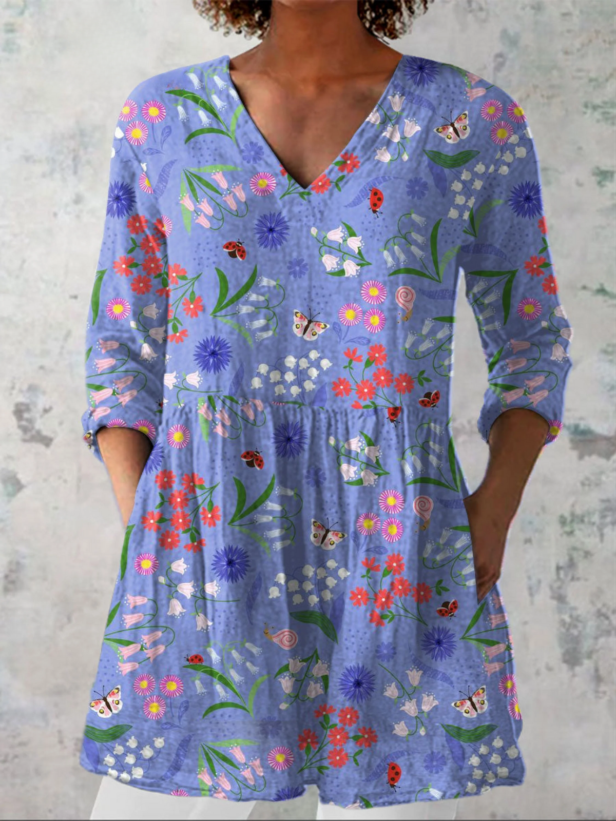 Sieglinde | Lange Bluse mit V-Ausschnitt