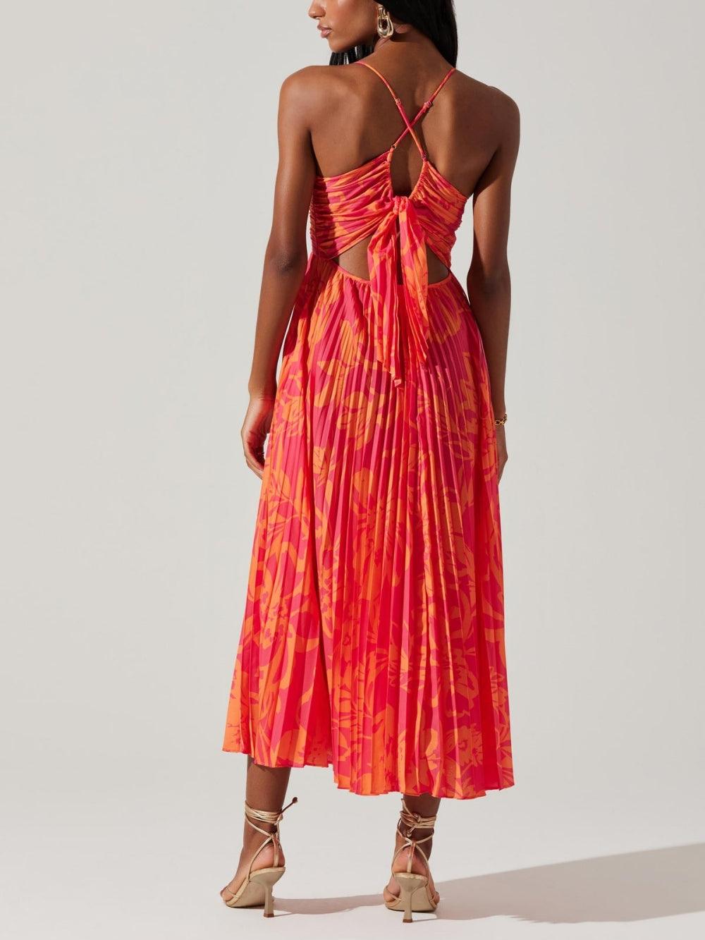 Sabine | Midikleid plissiert elegant Blumenprint chic Küsten