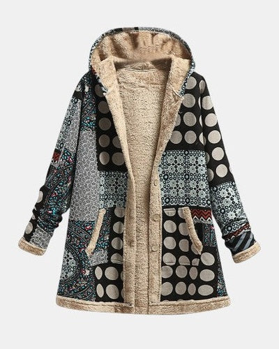 Nova – Monochrome Retro-Fleecejacke mit Punktmuster