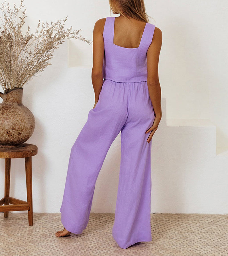Helene | Set aus minimalistischem Top und ausgestellter Hose