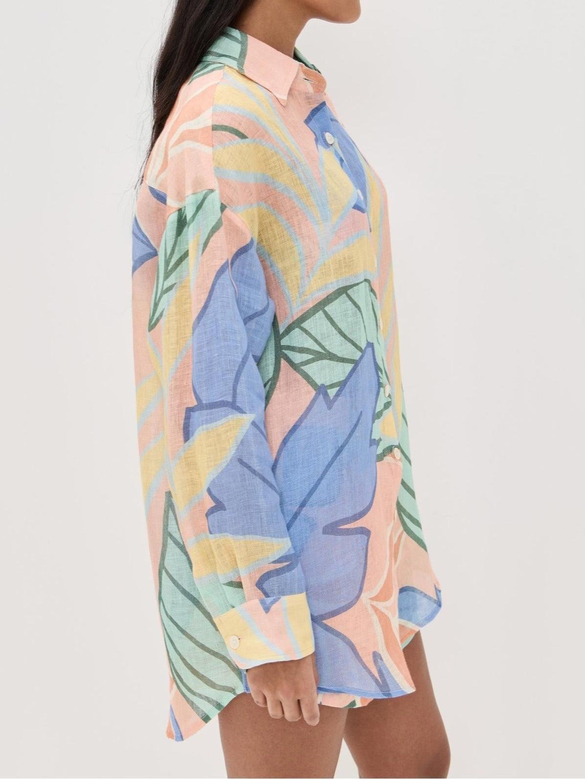 Karin | Kurzes Set mit Print Foglie tropisch