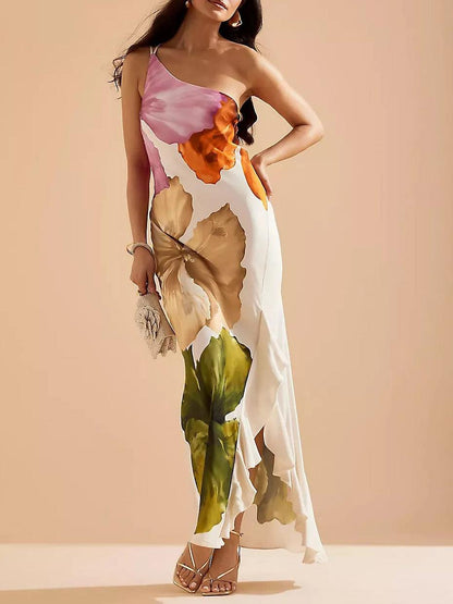 Merle | Maxikleid elegant mit Blumenprint und freien Schultern