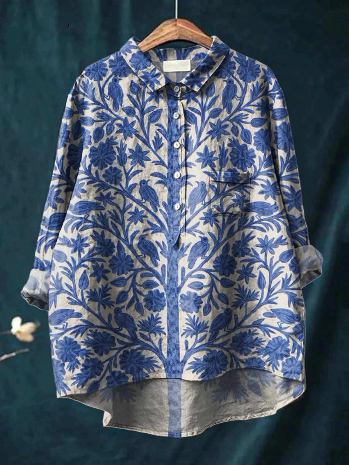 Paula | Legere Damenbluse im Vintage-Stil mit indischem Blumenprint