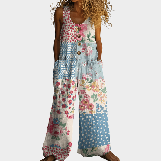 Heiderose | Fließender bedruckter Jumpsuit