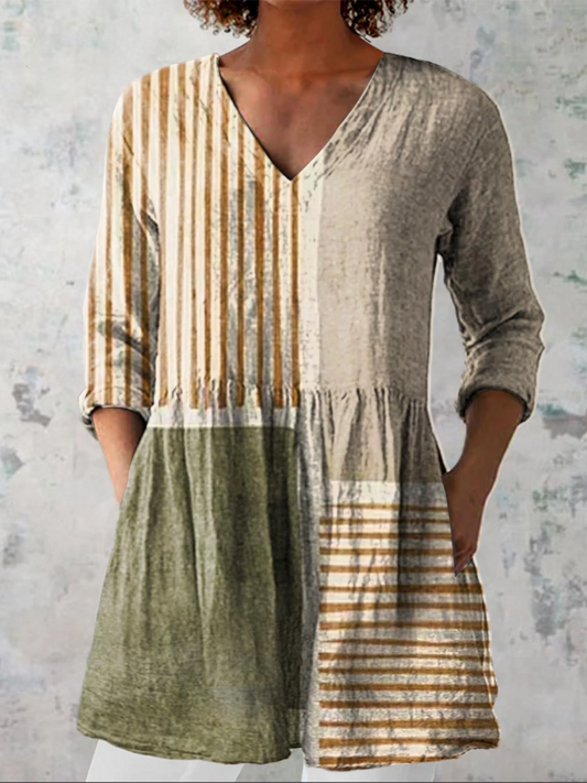 Brunhilde | Lange Bluse mit V-Ausschnitt