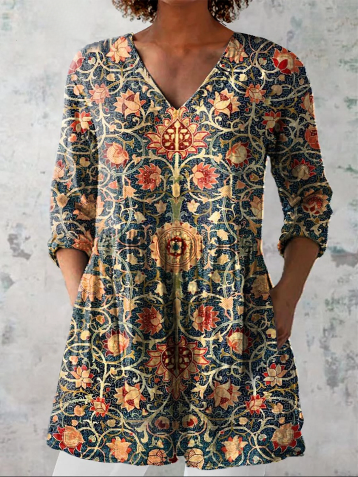 Walda | Lange Bluse mit V-Ausschnitt