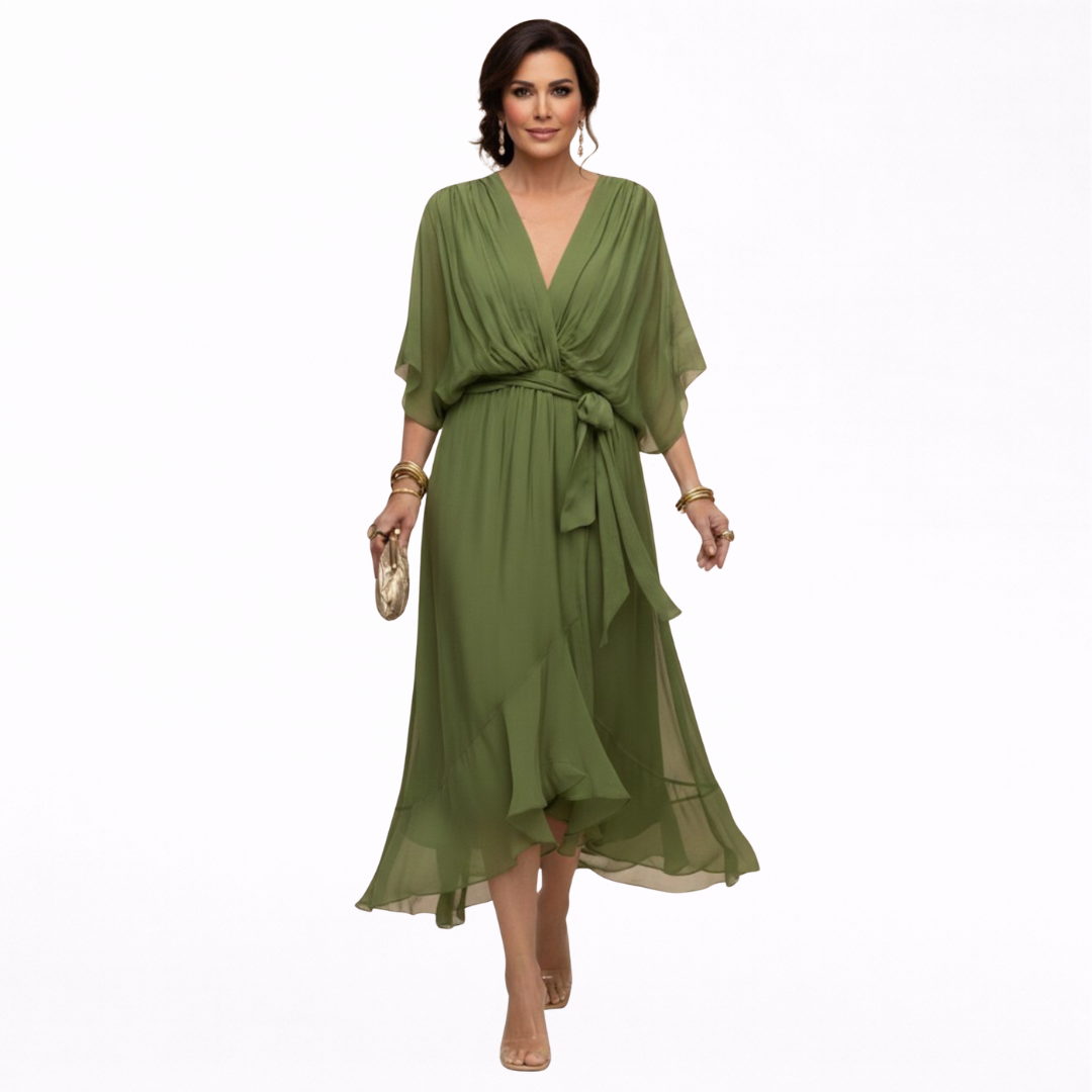 Regina | Kleid aus chiffon mit scollo mit V
