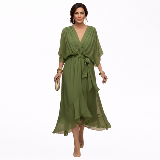 Regina | Kleid aus chiffon mit scollo mit V
