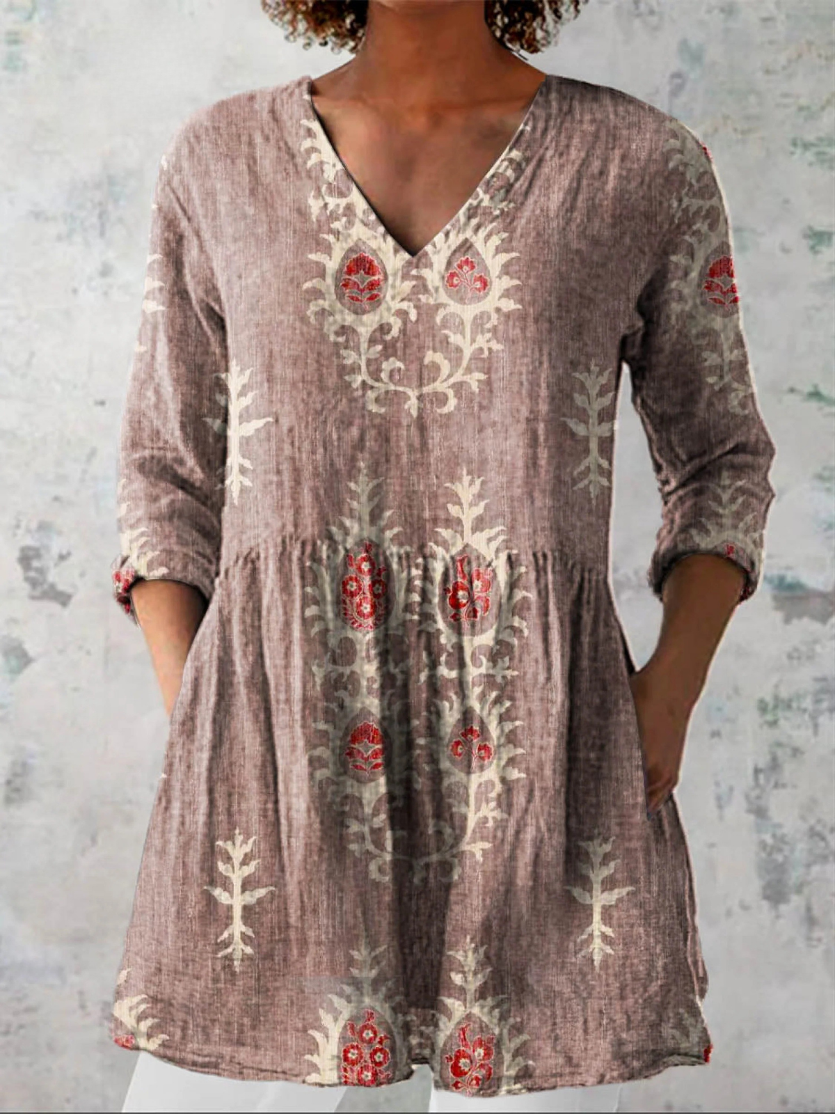 Frederike | Lange Bluse mit V-Ausschnitt