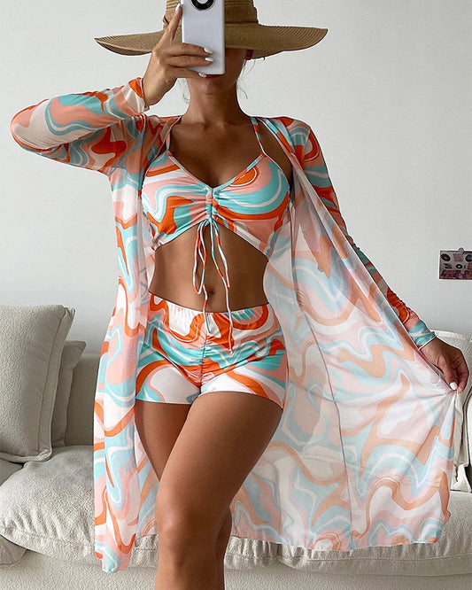 Frieda | Bedrucktes 3-teiliges Bikini-Set