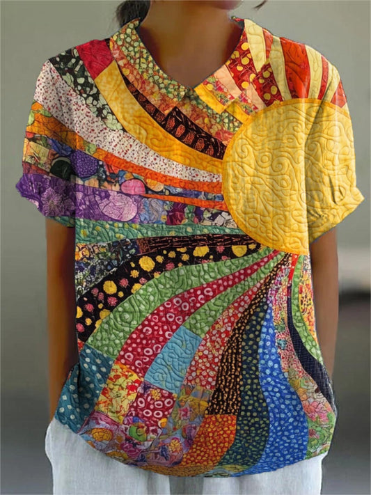 Anna-Paula | Patchwork-Bluse im Sunburst-Design