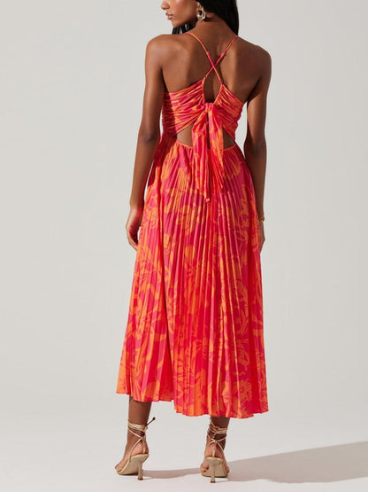 Sabine | Midikleid plissiert elegant Blumenprint chic Küsten