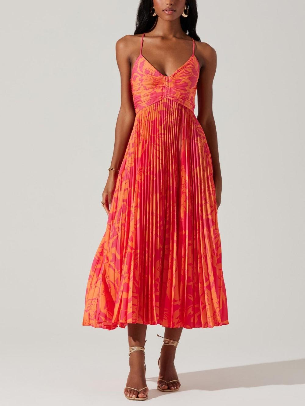 Sabine | Midikleid plissiert elegant Blumenprint chic Küsten