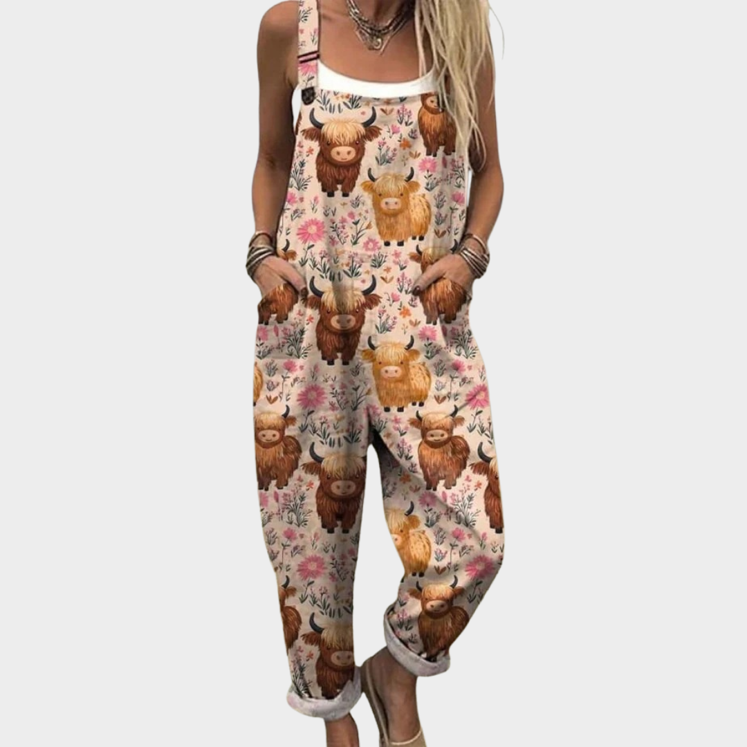 Bequeme bedruckte Latzhose