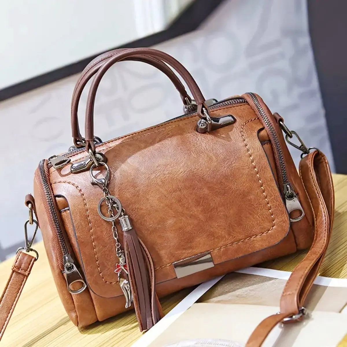 Rose | Ledertasche mit Struktur