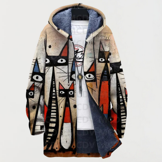 Laura – Jacke mit abstraktem Katzenmuster