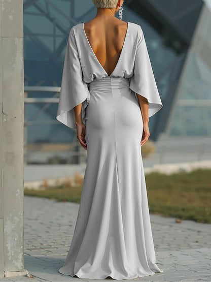 Sophia | Kleid elegant mit V-Ausschnitt, ärmellos und rückenfrei