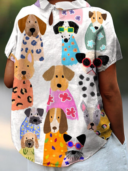 Valeska | Bluse mit Hundeprint