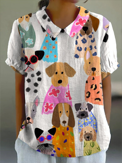 Valeska | Bluse mit Hundeprint