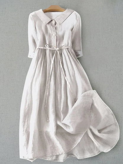 Greta | Elegantes Kleid mit 3/4-Ärmeln und Taillenband