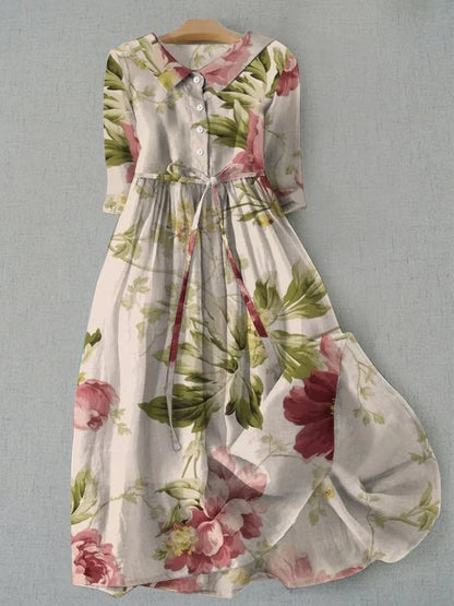 Emilia | Geblümtes Kleid mit Schnürung und Vintage-Taille