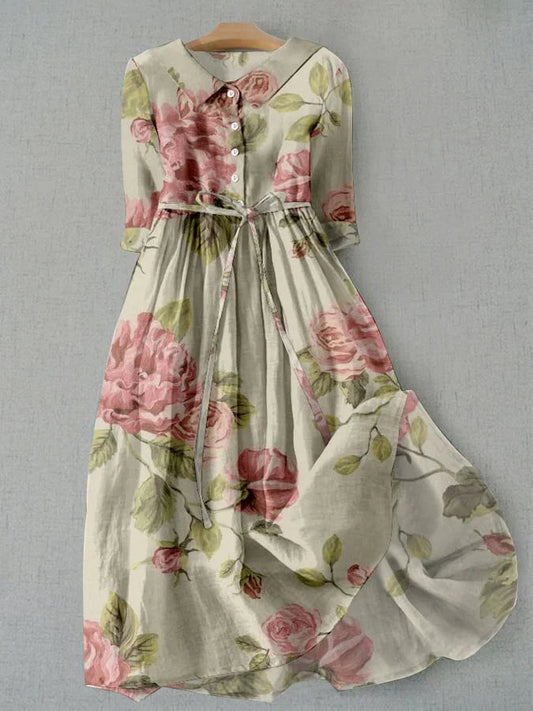 Klara | Vintage-Kleid mit Schnürung und Blumenmuster