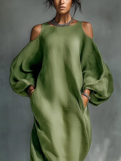 Viktoria | Maxikleid mit Puffärmeln grün
