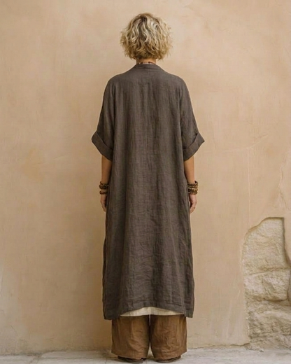 Elisabeth | Dreiteiliges Set aus dunkelgrau und braun mit Tribalprint