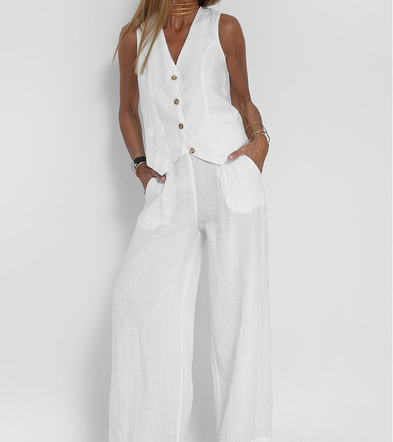 Rose | Set aus geknöpfter Weste und weiter Hose