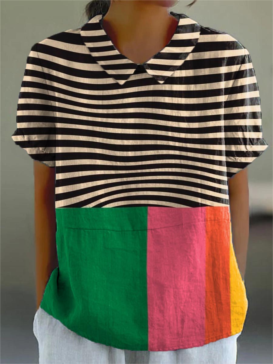 Emma-Lotte | Bluse mit kräftigen Streifen und Colour-Block-Design