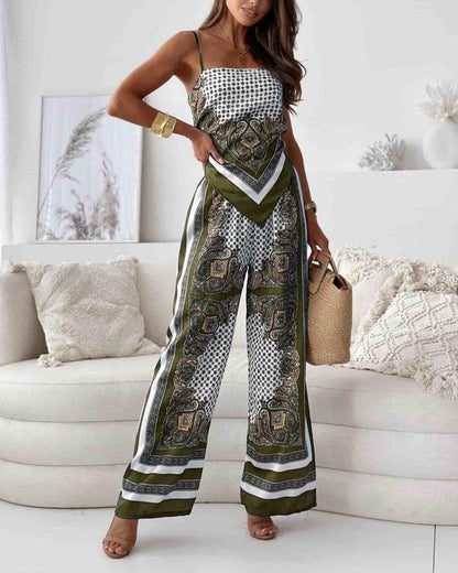 Lilly | Zweiteiliges Set elegant mit top mit Schnürung und Hose urlaubsbereit