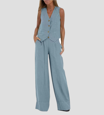 Rose | Set aus geknöpfter Weste und weiter Hose