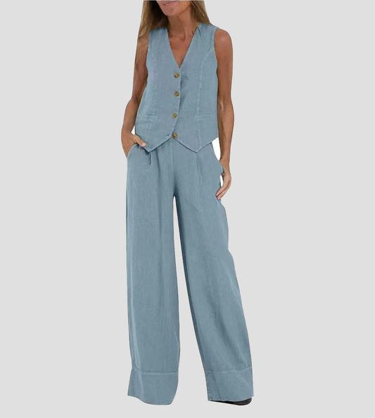 Rose | Set aus geknöpfter Weste und weiter Hose