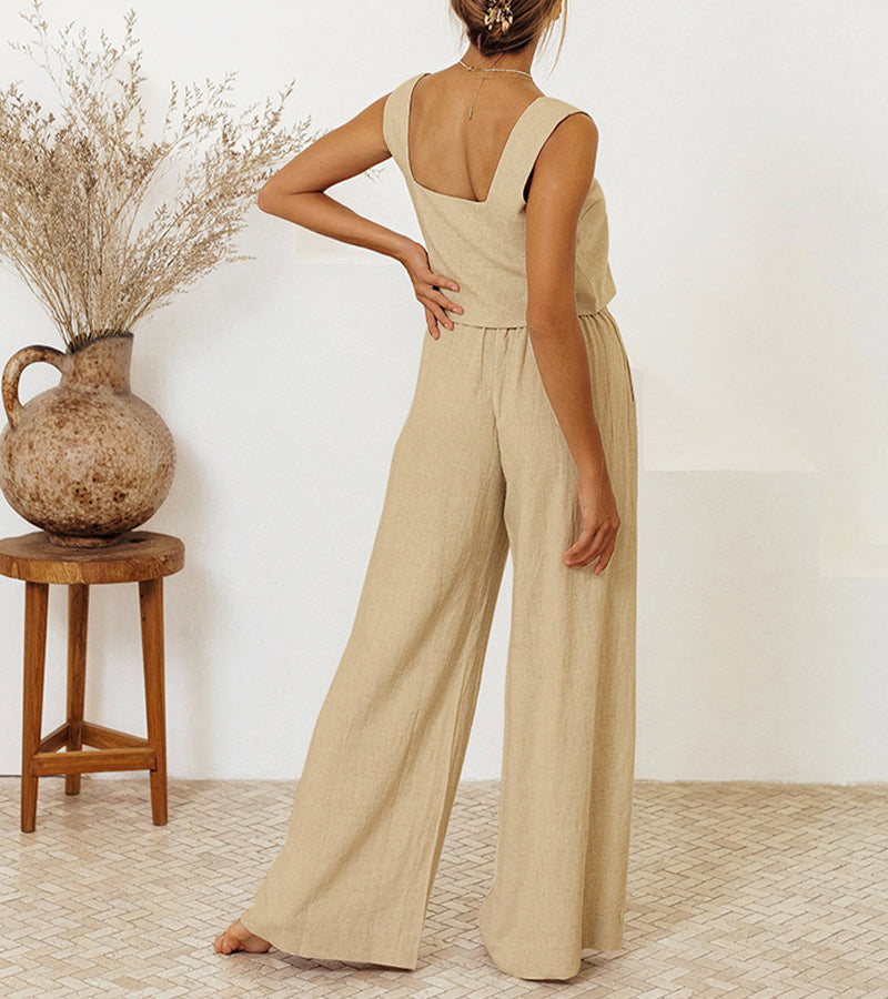 Helene | Set aus minimalistischem Top und ausgestellter Hose